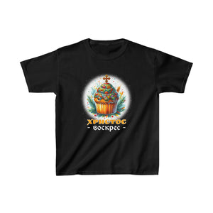 Christ is Risen in Russian Eastern Orthodox Pascha and Cross Boys T Shirts