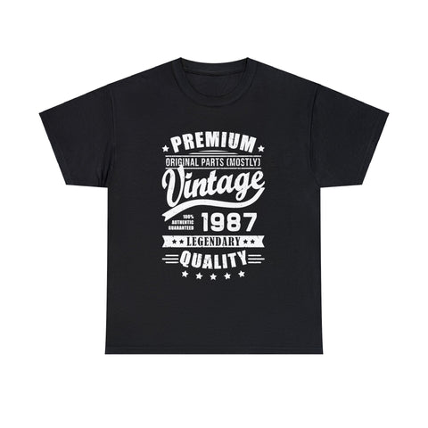 Vintage 1987 T Shirts for Men Retro Funny 1987 Birthday Mens Shirt Plus Size Big and Tall