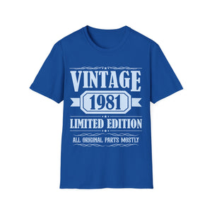 Vintage 1981 TShirt Men Limited Edition BDay 1981 Birthday Mens T Shirts