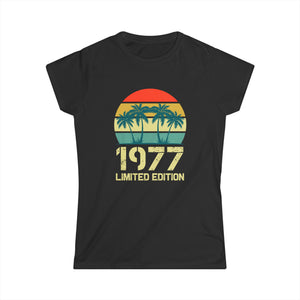 Vintage 1977 Birthday Shirts for Women Funny 1977 Birthday Womens Shirts