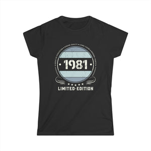 Vintage 1981 T Shirts for Women Retro Funny 1981 Birthday Women Shirts