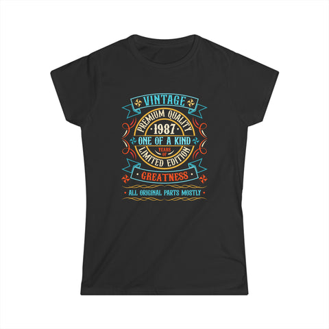 Vintage 1987 T Shirts for Women Retro Funny 1987 Birthday Womens Shirt