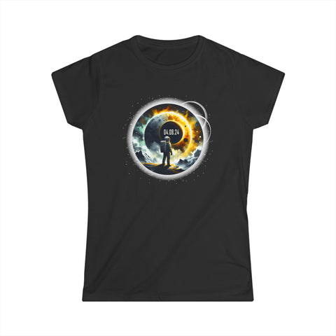 Space Shirt Astronaut Watching Solar Eclipse April 08, 2024 Womens T Shirts