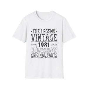 Vintage 1981 TShirt Men Limited Edition BDay 1981 Birthday Shirts for Men