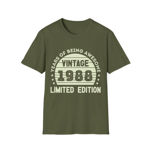 Vintage 1988 T Shirts for Men Retro Funny 1988 Birthday Mens Shirt