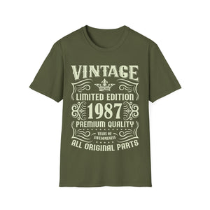 Vintage 1987 TShirt Men Limited Edition BDay 1987 Birthday Shirts for Men