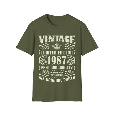 Vintage 1987 TShirt Men Limited Edition BDay 1987 Birthday Shirts for Men