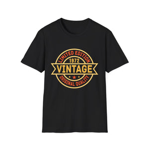 Vintage 1972 TShirt Men Limited Edition BDay 1972 Birthday Mens T Shirt