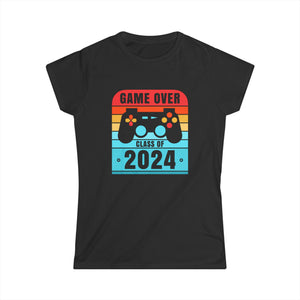 Game Over Class Of 2024 Shirt Students Funny Graduation Womens T Shirt