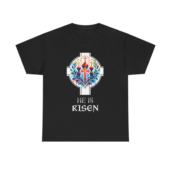 He Is Risen Cross Jesus Easter Christian Religious Men Teens Mens T Shirts Plus Size Big and Tall