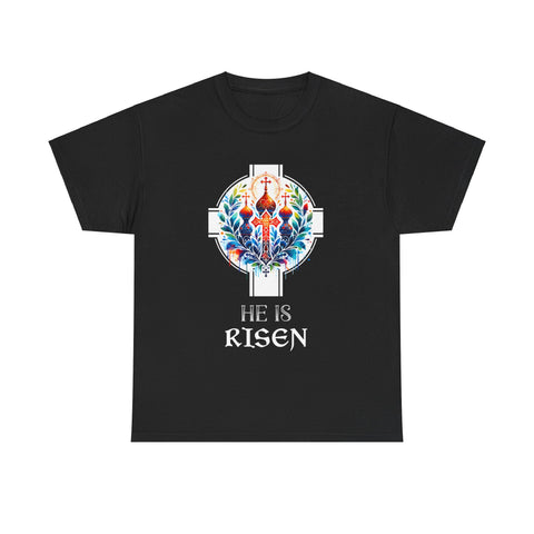 He Is Risen Cross Jesus Easter Christian Religious Men Teens Mens T Shirts Plus Size Big and Tall