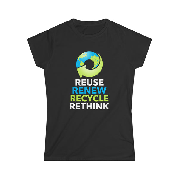 Earth Day Environmental Symbol Reuse Renew Rethink Environment Shirts for Women