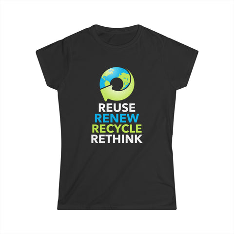 Earth Day Environmental Symbol Reuse Renew Rethink Environment Shirts for Women