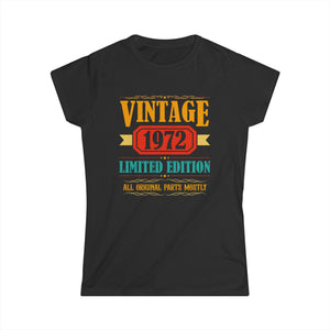 Vintage 1972 T Shirts for Women Retro Funny 1972 Birthday Women