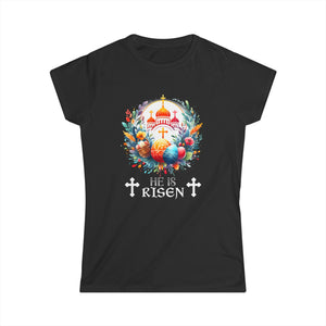 Christ is Risen Russian Greek Eastern Orthodox Pascha Easter Womens Shirts