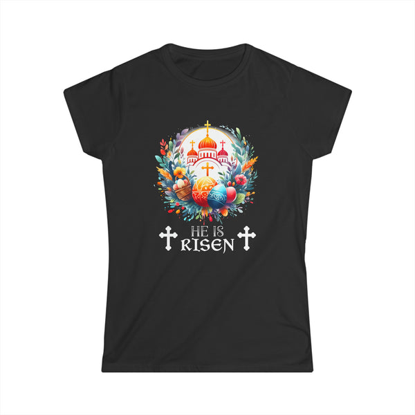 Christ is Risen Russian Greek Eastern Orthodox Pascha Easter Womens Shirts