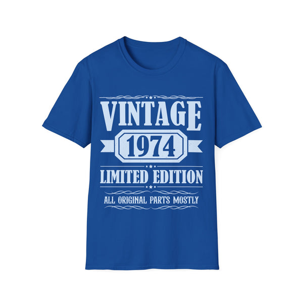 Vintage 1974 TShirt Men Limited Edition BDay 1974 Birthday Mens T Shirts