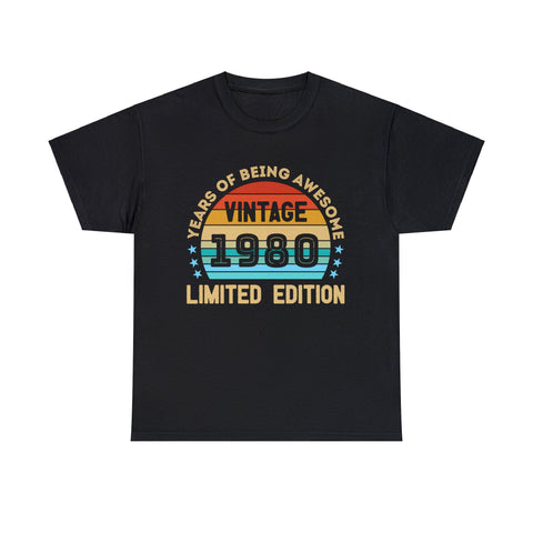 Vintage 1980 T Shirts for Men Retro Funny 1980 Birthday Men Shirts Big and Tall Plus Size