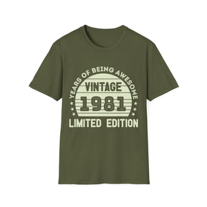 Vintage 1981 T Shirts for Men Retro Funny 1981 Birthday Mens Tshirts