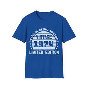 Vintage 1974 T Shirts for Men Retro Funny 1974 Birthday Mens Tshirts