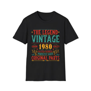 Vintage 1980 TShirt Men Limited Edition BDay 1980 Birthday Shirts for Men