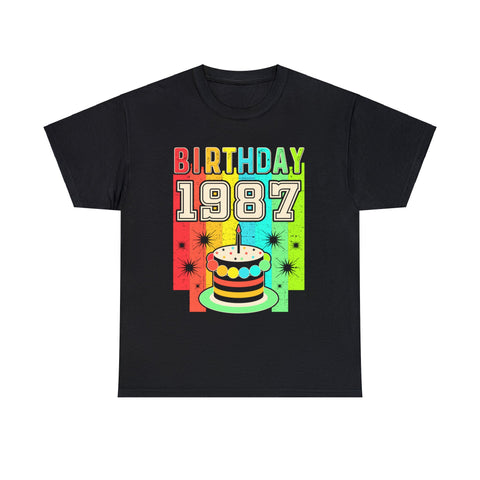 Vintage 1987 T Shirts for Men Retro Funny 1987 Birthday Mens T Shirts Plus Size Big and Tall