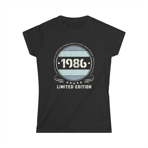 Vintage 1986 T Shirts for Women Retro Funny 1986 Birthday Shirts for Women