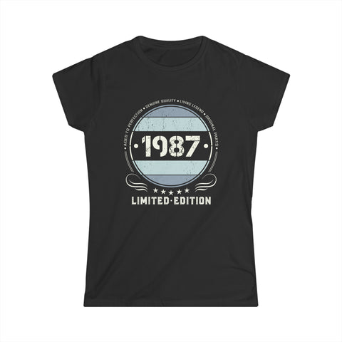 Vintage 1987 T Shirts for Women Retro Funny 1987 Birthday Shirts for Women