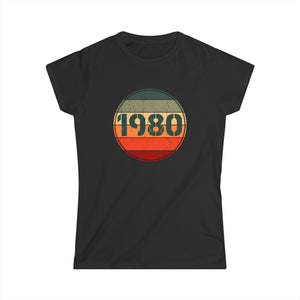 Vintage 1980 Birthday Shirts for Women Funny 1980 Birthday Womens Shirts