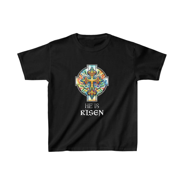 He is Risen Jesus Christian Happy Easter Floral Orthodox Boys Shirts