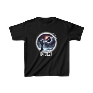 Space Shirt Astronaut Watching Solar Eclipse April 08, 2024 Boys T Shirts