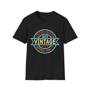 Vintage 1972 T Shirts for Men Retro Funny 1972 Birthday Mens Shirts