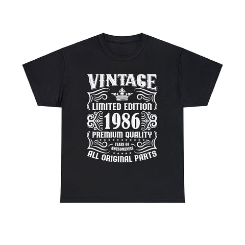 Vintage 1986 TShirt Men Limited Edition BDay 1986 Birthday Big and Tall Shirts for Men Plus Size