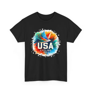 USA 2024 United States Cycling Road Biking Sport 2024 USA Mens T Shirts Plus Size Big and Tall