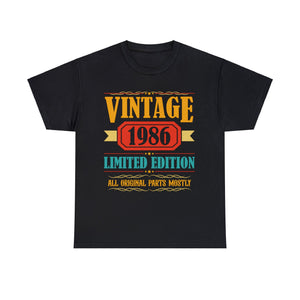Vintage 1986 T Shirts for Men Retro Funny 1986 Birthday Mens Shirt Plus Size Big and Tall