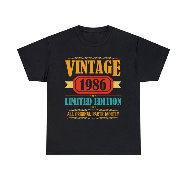 Vintage 1986 T Shirts for Men Retro Funny 1986 Birthday Mens Shirt Plus Size Big and Tall