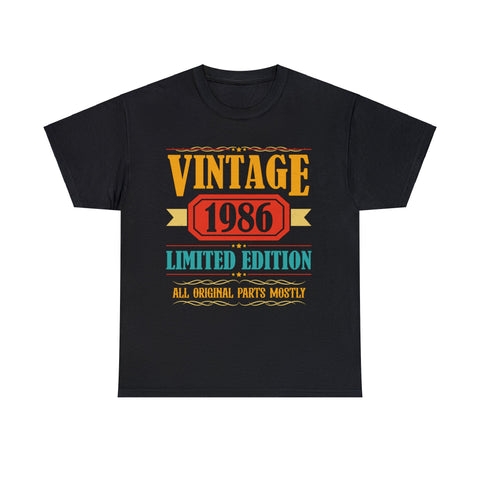 Vintage 1986 T Shirts for Men Retro Funny 1986 Birthday Mens Shirt Plus Size Big and Tall