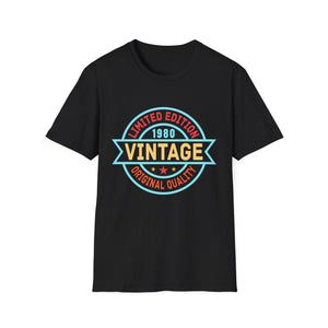 Vintage 1980 T Shirts for Men Retro Funny 1980 Birthday Mens T Shirt