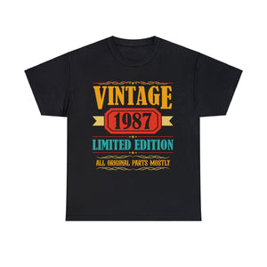 Vintage 1987 T Shirts for Men Retro Funny 1987 Birthday Mens Tshirts for Men Big and Tall