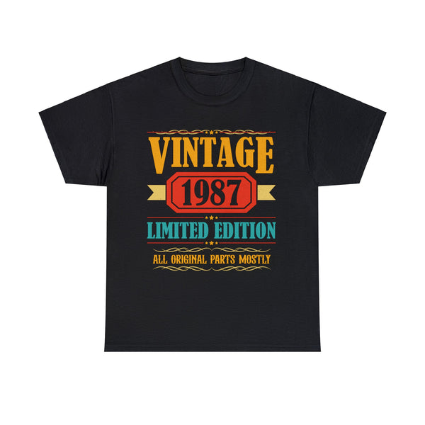 Vintage 1987 T Shirts for Men Retro Funny 1987 Birthday Mens Tshirts for Men Big and Tall
