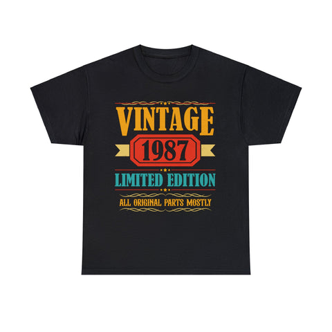 Vintage 1987 T Shirts for Men Retro Funny 1987 Birthday Mens Tshirts for Men Big and Tall
