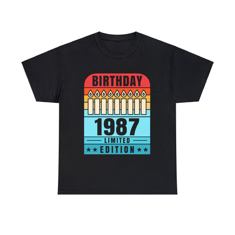 Vintage 1987 TShirt Men Limited Edition BDay 1987 Birthday Mens Tshirts for Men Big and Tall