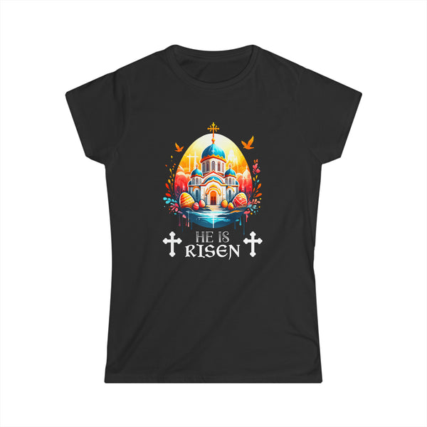 Christ is Risen Russian Greek Eastern Orthodox Pascha Easter Womens Shirts