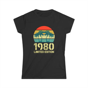 Vintage 1980 Birthday Shirts for Women Funny 1980 Birthday Womens Shirt