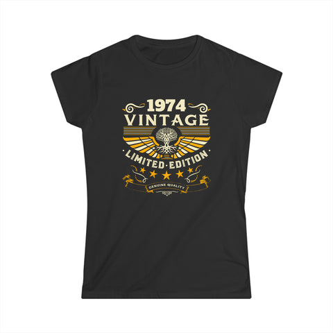 Vintage 1974 T Shirts for Women Retro Funny 1974 Birthday Women Tops