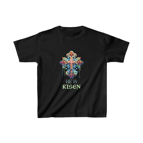 He Is Risen Cross Jesus Easter Christians Orthodox Easter Girls Shirts