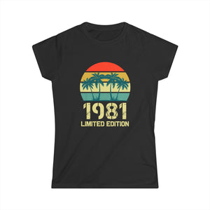 Vintage 1981 Birthday Shirts for Women Funny 1981 Birthday Womens Shirt