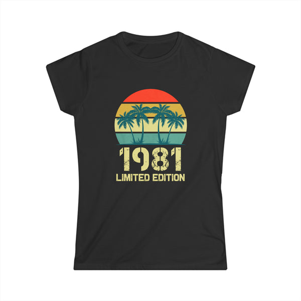 Vintage 1981 Birthday Shirts for Women Funny 1981 Birthday Womens Shirt