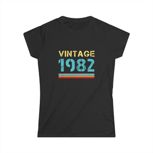 Vintage 1982 T Shirts for Women Retro Funny 1982 Birthday Womens Shirts