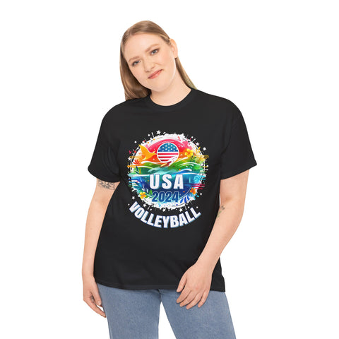 USA 2024 Summer Games Volleyball America Sports 2024 USA Tshirts Shirts for Women Plus Size